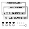 2pcs for US Navy Veteran License Plate Frames – Silver