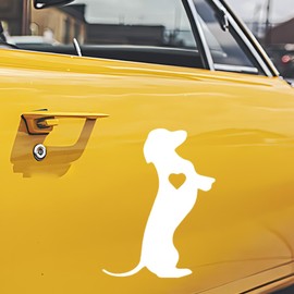 GAOLAOSY Dachshund Love Heart Sticker Decal, 5.9" × 4.5" Vinyl Waterproof Car Bumpers Sticker, Funny Vehicle Decoration Decal for Car Truck Motorcycle Wall Laptop (White)