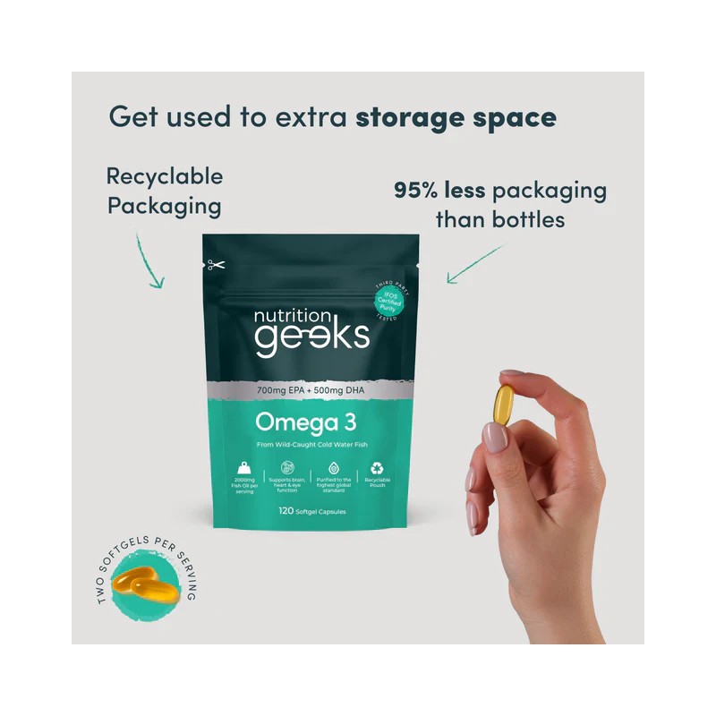 Nutrition Geeks Omega 3, 120 softgel capsules, 2 month supply