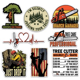Arborist Sticker 8 Pcs (Large Size) Vinyl Stickers Laptop Waterproof Decal for Car Bumper Water Bottle Notebook Luggage Window Funny Party Birthday Decorations - Size 4 Inches