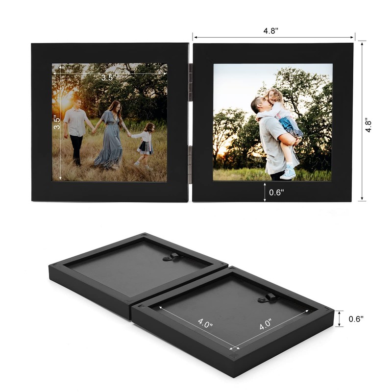 Janreefan Double 4X4 Picture Frames Hinged Folding Photo Frames in