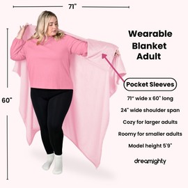 Adult Wearable Blanket with Sleeves - Wearable Blanket Adult - Wearable Blankets for Women - Cozy Gifts for Women and Men, Gifts for Girlfriend - Gifts for Mom - Birthday Gifts for Women Baby Pink