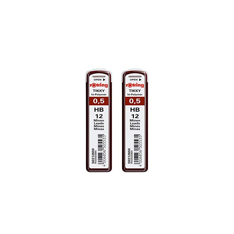 rOtring 0.5mm HB High Polymer Refills - 2 x 12