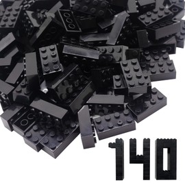 WYSWYG 140 Building Blocks, 2 x 4 Classic Stones, High Quality, Compatible Top Brands, Colourful, for Children & MOC Lovers, Black