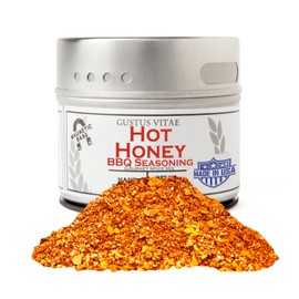 Hot Honey BBQ Seasoning | All Natural | Non GMO | Hand Crafted | 2.3 oz (65 g) | Gourmet Spice Mix | Small Batch | Artisanal Rub | Seasoning Pack | Magnetic Tin | Gustus Vitae | #254