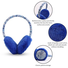 Pesaat Winter EarMuffs for Kids Outdoor Girls Knitted Ear Cover Plush Toddler Boys Ear Warmer 3-8 Years (Royal Blue)
