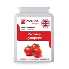 Lycopene 10% Beadlet 15mg | 90 High Strength Lycopene Capsules | Natural Antioxidant | Vegetarian & Vegan Formula | UK Manufactured Under GMP Standards by Prowise Healthcare