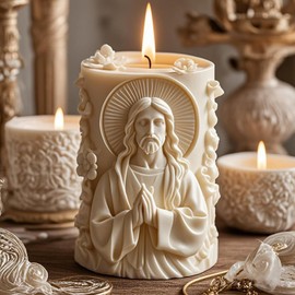 Molde de vela de Jesús en 3D, moldes de silicona de fundición de resina para decoración del hogar y fabricación de velas, aromaterapia, bricolaje decoración del hogar