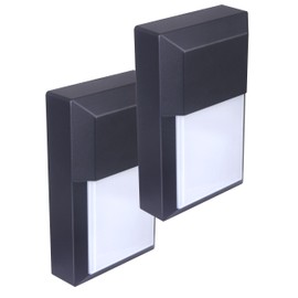 LIT-PaTH Outdoor LED Wall Lantern, Wall Sconce as Porch Lighting Fixture, 12W 1000 Lumens, Aluminum Housing Plus PC, 3000K Black Finish, 2-Pack