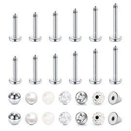 Longita 16G Helix Piercing Bar with Replacement Balls Tragus Earrings Lip Labret Piercing Lip Rings Helix Stud Earrings Conch Cartilage Earring Tragus Helix Piercing