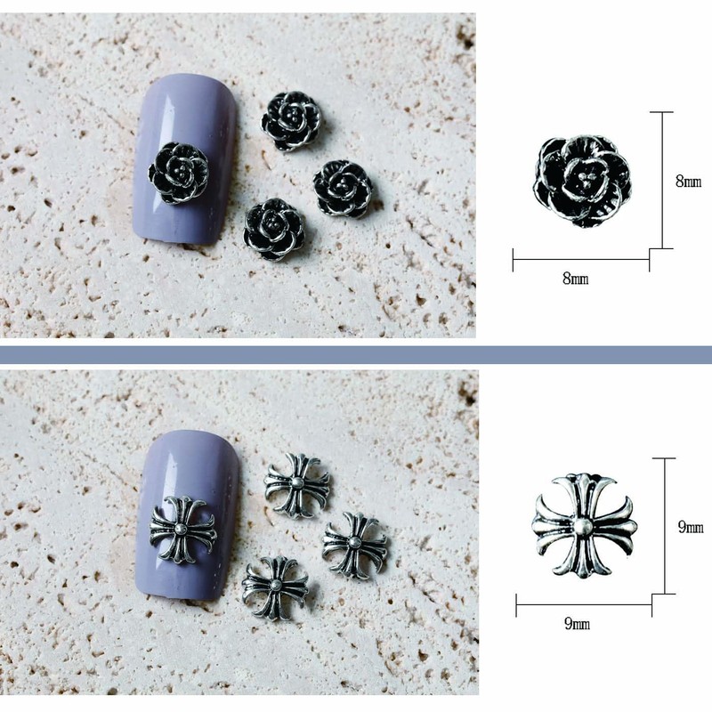 HUIKKJP ネイルアート 50個セット パンクネイルアートチャーム ネイルパーツ・メタルパーツ で構成された 3D リベット装飾部品ビンテージ レトロ ネイルデザインや