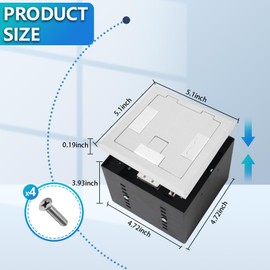 KYHSHJ Recessed Flat Hidden Socket Kit with 2 * 20A Receptacle，4.8A*2 USB-A Ports +3-Port RJ45 Datacom Receptacle. Internal Height Adjustable，Corrosive Resistant Hardware,Silver