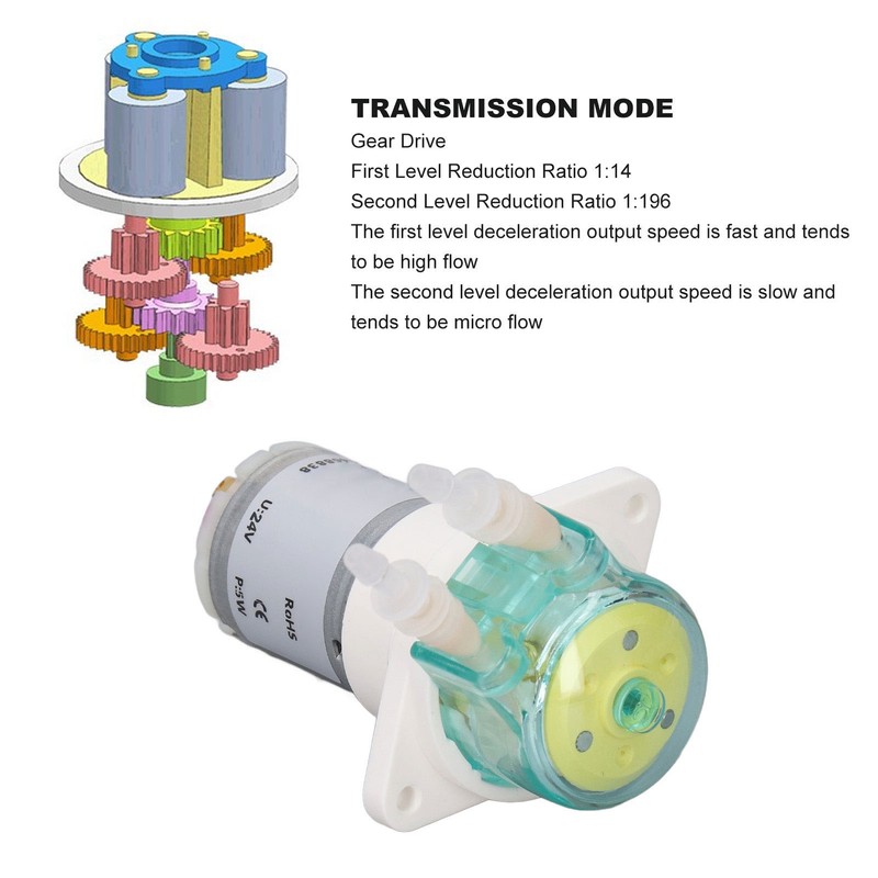 5W Small Peristaltic Pump Low Flow Gear Drive Liquid Transmission