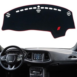 REMOCH Dash Cover for Dodge Challenger Accessories 2015-2022 2023 2024 Dashboard Cover Mat Sunshade No Glare UV Rays Protector Nonslip Interior Pad (Red)