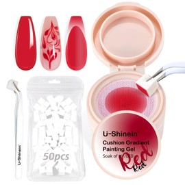 U-Shinein Cushion Gradient Painting Gel, Ombre Nails Aura Nails Full Coverage Precise Control of Each Dip 100pcs Spong & Tweezers Matte Effect Non-Wipe Long Lasting Soak Off UV LED(r)