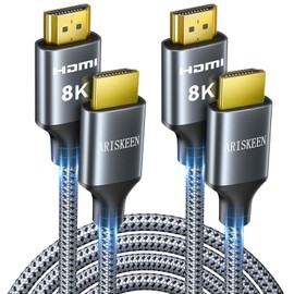 8K HDMI Cables 3FT 2-Pack, ARISKEEN 48Gbps High Speed HDMI 2.1 Cable, 8K 60Hz, 4K 120Hz 144Hz, Supports for Dynamic HDR, HDCP 2.2 2.3, eARC, DTS:X, Braided HDMI Cord - 3 Feet