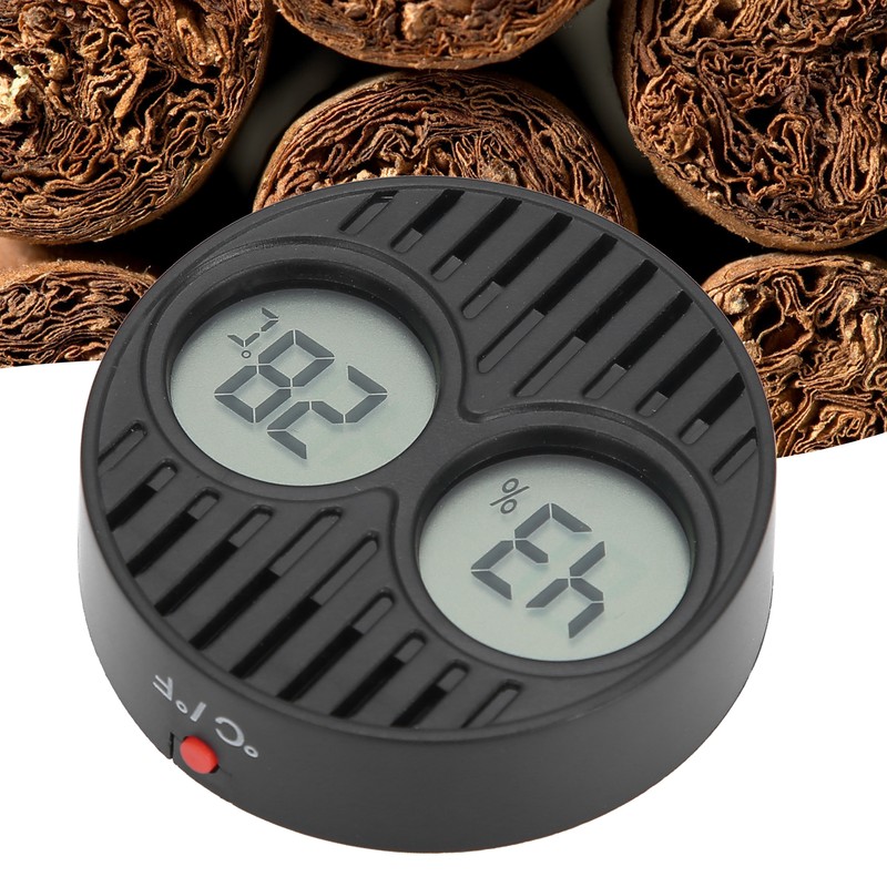 Round Hygrometer Thermometer ℃/℉ Digital Display High Accuracy Cigar Box