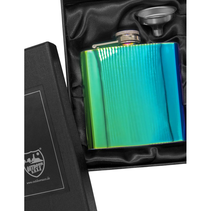 Outdoor Saxx® Stainless Steel Hip Flask 175ml Rainbow Effect Paint