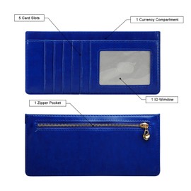 XEYOU Women Slim Rfid Blocking Credit Card Case Holder Wallet Zip ID Case Wallet Small Compact Leather Wallet Coin Purse