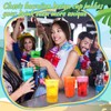 Qinyoung 15 Pcs Hawaiian Tiki Plastic Cups Bulk 14 oz
