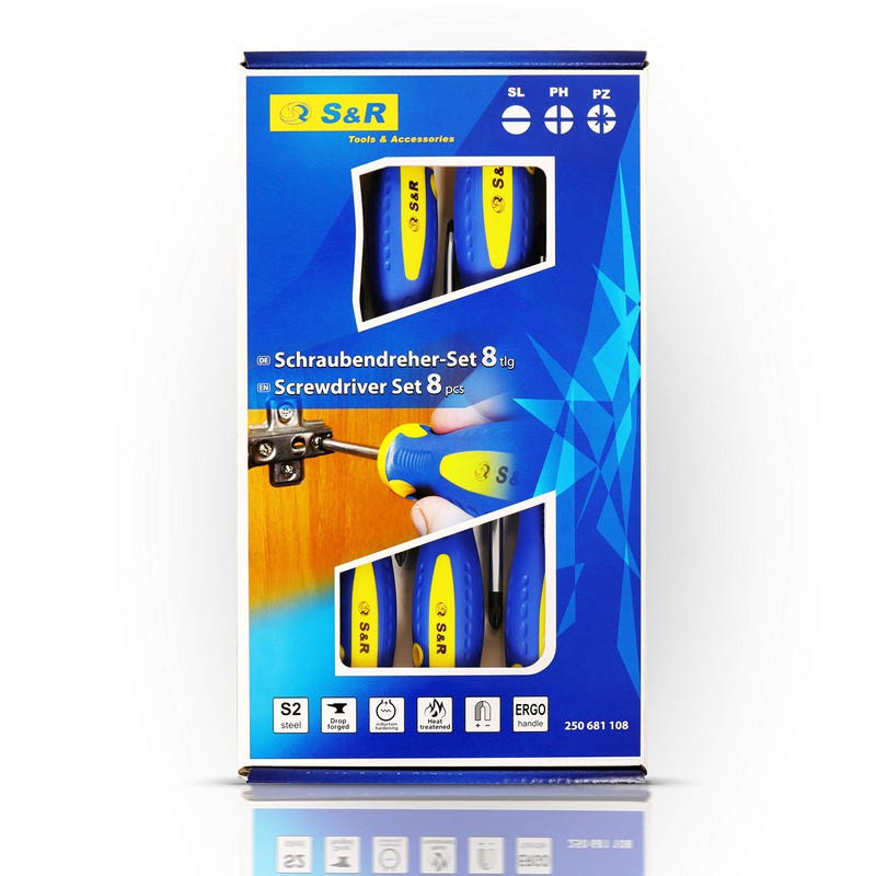 S&R Screwdriver Set 8-Piece with Power Handles - SL-PH-PZ, Professional