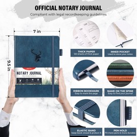 molekaus Notary Journal,Notary Book,7"X9.5" Notary Log Book with 236 Record Entries, Notary Public Journal of Notarial Acts,Hardcover, 120gsm Numbered Pages（Dark Blue）