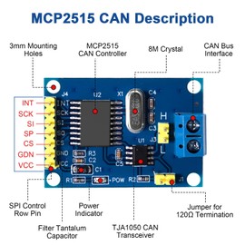 AYWHP 3pcs MCP2515 CAN Bus Module with TJA1050 - SPI Interface Module Compatible with Arduino, Raspberry Pi & IoT 5V DC, 1MB/s, 120 Ohm Impedance Adjustment for Industry 4.0, Smart Home, Robotics