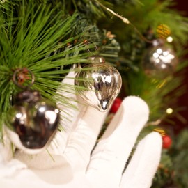 25 Mercury Glass Ornaments- Vintage Silver Christmas Ornaments Decorations- Christmas Tree Decorations- Small Mercury Glass Christmas Ornaments- Silver Ornaments for Christmas Tree- Christmas Balls