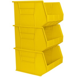 Akro-Mils 30270 AkroBins Plastic Storage Bins, Space-Saving Stackable Bins for Garage, Pantry, Craft Organization, 18-Inch x 16-Inch x 11-Inch, Yellow, 3-Pack