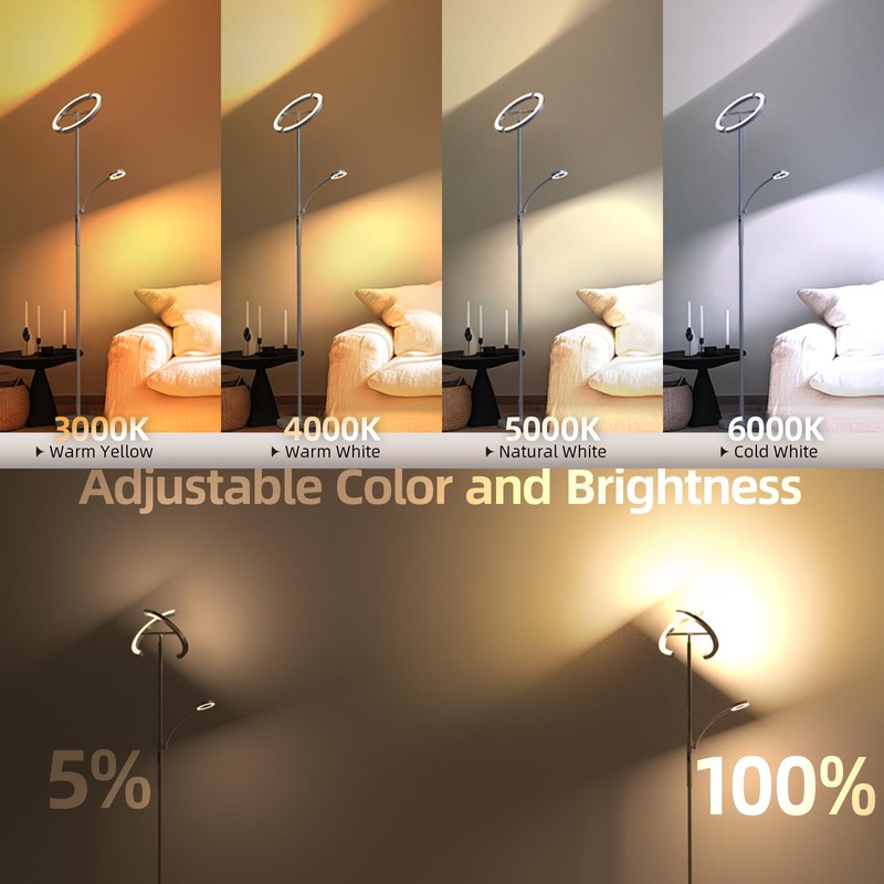 FIMEI Split Floor Lamp Modern LED Rotatable Floor Lamp with