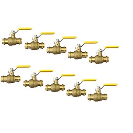 3/4" Propress Brass Ball Valve - Press Shut Off Ball Valve with EPDM O-ring Fit Both End For Pex Tubing - Premium Water Stop Shut Off Tool with 1/2” In. Connections - Pack of 10