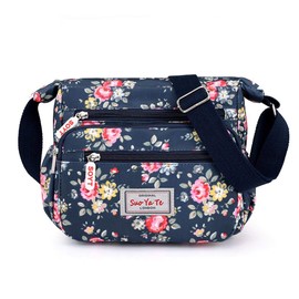 YYW - Bolso cruzado para mujer, multifuncional, para uso diario, viajes, trabajo, Floral azul oscuro., Talla unica