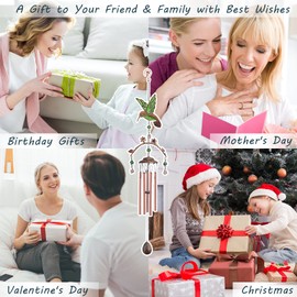 Carillones de viento de colibrí, diseño único campanillas de viento para exteriores de tono profundo de 34 pulgadas, 5 tubos de aluminio para regalo para memoria, hogar, jardín, patio, decoración de patio