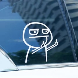Vmingo Calcomanía Sticker Broma Chistoso Pegatina Adhesiva Vinilo Resistente Agua/UVA para Moto Auto Casco Laptop Universal | Monito Grosero Blanca Plata