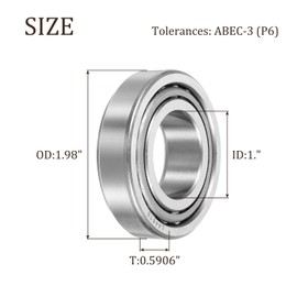 sourcing map L44643/L44610 Tapered Roller Bearing Cone and Cup, 1.0000" Bore x 1.9800" OD x 0.5906" Thick, Chrome Steel Taper Bearing Set