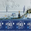 Xiliconie 3PCS 90th Birthday Tablecloth Blue and Silver Theme Party