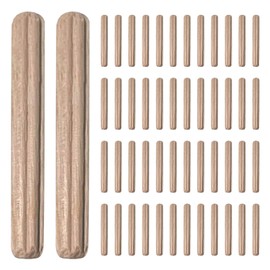 50Pcs Dowels Cabinet Drawer Round Dowels, Wooden Grooved Fluted Pins Furniture Craft Dowel Pins Rods (M6*50(50PCS))