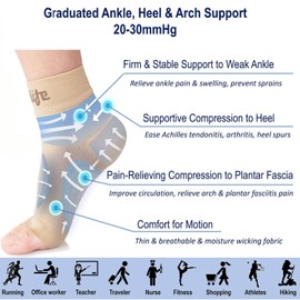 Dowellife Plantar Fasciitis Socks, Ankle Brace Compression Support Sleeves & Arch Support, Foot Compression Sleeves, Ease Swelling, Achilles Tendonitis, Heel Spurs for Men & Women (Nude XL)
