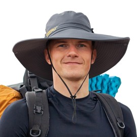 OZERO Sun Hat for Men Women | UV Protection Wide Brim Bucket Hat, Lightweight & Foldable Boonie Hat for Summer Travel, Hiking, Beach and Fishing (Grey)