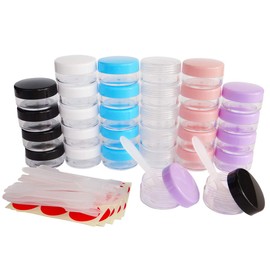 Wopanxye 30pack 10ml Travel Plastic Makeup Jar with Lid, 10g Small Empty Refillable Cosmetic Container, 10 gram Tiny Pot for Face Cream Lip Gloss Balm Scrub DIY Nail Body Butter Sugar Ointment Powder
