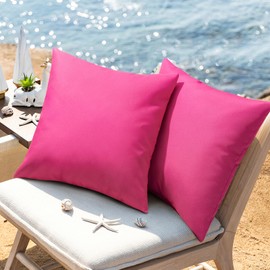 Phantoscope Pack of 2 Premium Dual Usage Outdoor Pillow Inserts, Waterproof Throw Pillows No Cover Needed, Colorful Decorative Couch Sham Cushion Stuffer Patio Couch Tent, Pink 20 x 20 Inches