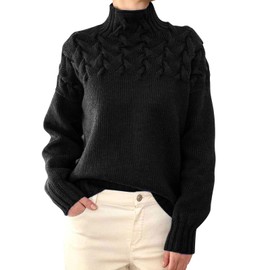 QUINTRA Women's turtleneck sweater, women's turtleneck sweater for women, sweatshirt, black, S