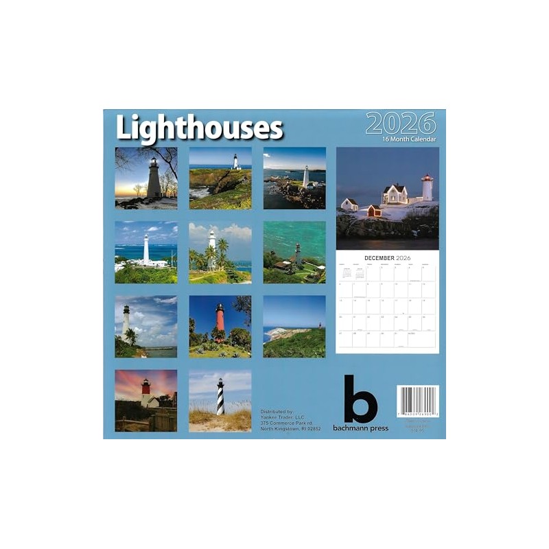 2026 Lighthouses Full Size Wall Calendar for Planning, Scheduling, and