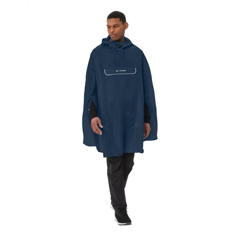 VAUDE Valdipino Poncho, impermeabile, in poliestere riciclato, antivento, riflettente, con