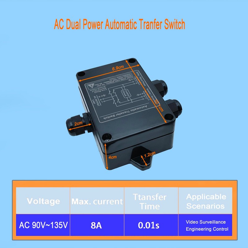 RPTCOTU Automatic Transfer Switch AC 8A Dual Power Automatic Transfer
