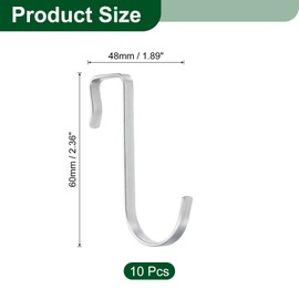 uxcell 10Pcs J-Shaped Hook, Hanging Sink Grid Hooks Fit 15mm OD for Hanging, Drying, Kitchen Spoon Hanger Supermarket, Silver