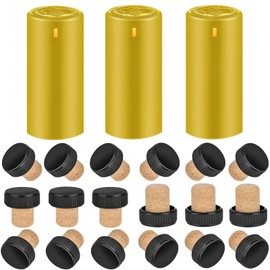 BGMAXimum PVC Heat Shrink Capsules - 40 Count Golden & Wine Bottle Cork Stoppers, Wine Preservation Set for Home Cellars