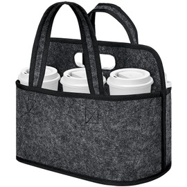 Resovo Enlarged 6 Cups Drink Carrier with Handle, Reusable Drink Carrier for Delivery, Assembly-Free Portable Coffee Holder Cup Holder Bag, Coffee Caddy with Double-Handle for Car, Take Out, Outdoors