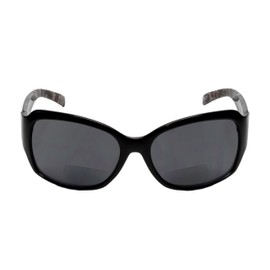 Calabria RE3560BF-AP BiFocal Reading Sunglasses Polarized or NON-Polar Women's Bi-Focal Sun Readers Trendy Fashion Sunnies, Black Silver Snakeskin/Non-polar Grey, Medium