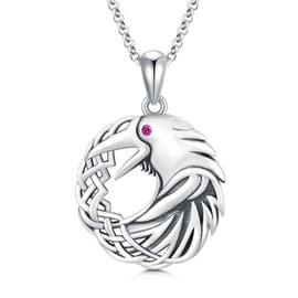 PROESS Sterling Silver Celtic Raven Necklace Crow Necklace Crow Jewelry Viking Necklace Viking Gifts for Women Men